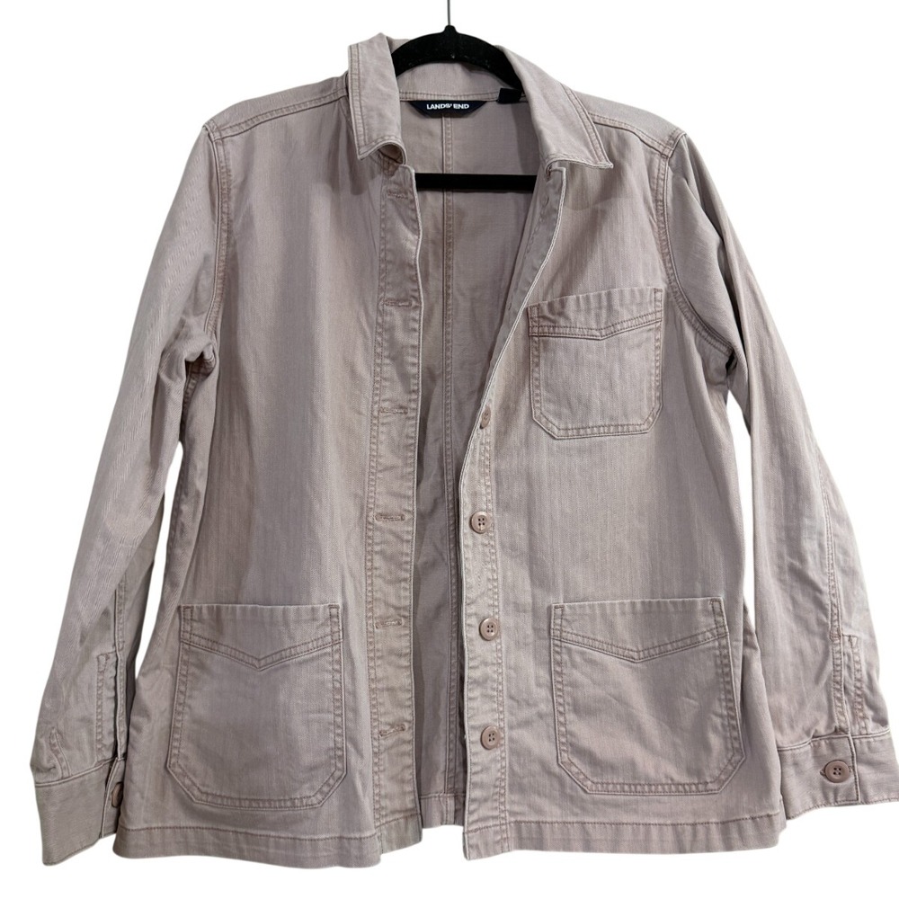 Lands End Women's Dusty Rose Pink Chore Jacket Blazer Size M 10-12 EUC